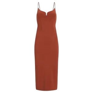 Express Dress Rust Midi Dress XS | V-Neck Adjustable Straps